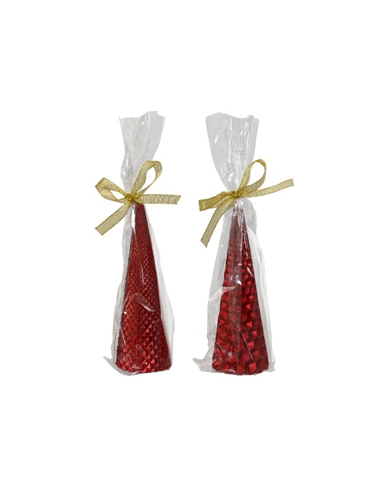 Set 2 Candele Coniche Rosso Natale Kaemingk H20