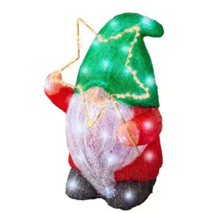Kaemingk Gnomo luminoso in acrilico alto 39,5 cm