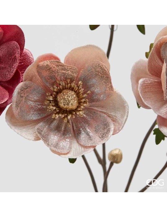 Ramo Anemone Rosa con Foglie 80cm – Enzo De Gasperi