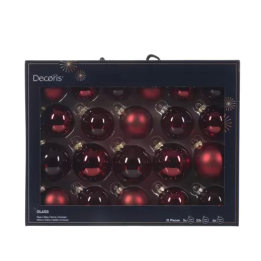Kaemingk Set di 21 palline di Natale in vetro rosse Ø 7 cm