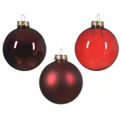 Set 21 Palline di Natale in Vetro Rosse – Lucide, Opache... 2