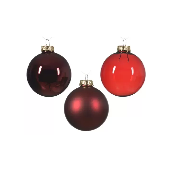 Kaemingk Set di 21 palline di Natale in vetro rosse Ø 7 cm