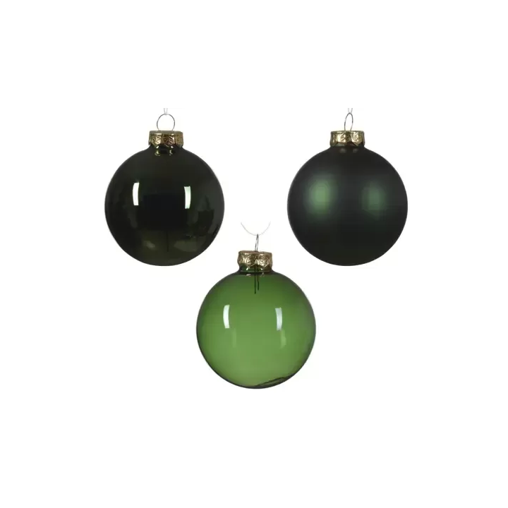 Kaemingk Set di 21 palline di Natale in vetro verdi Ø 7 cm