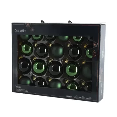 Set 21 Palline Natale in Vetro Verde Kaemingk – Ø 7 cm