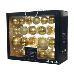 Kaemingk Set di 42 palline di Natale in vetro oro Ø 7 cm