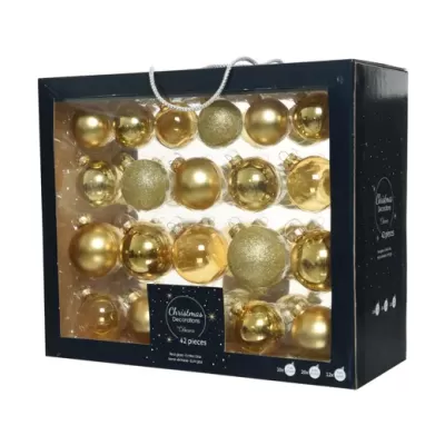 Set 42 Palline Natale in Vetro Oro Kaemingk – Ø 7 cm...