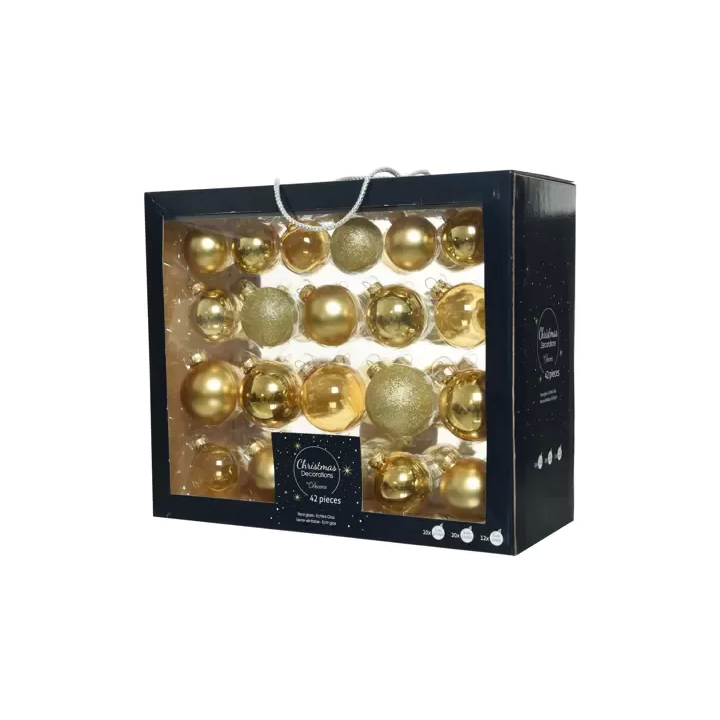 Kaemingk Set di 42 palline di Natale in vetro oro Ø 7 cm