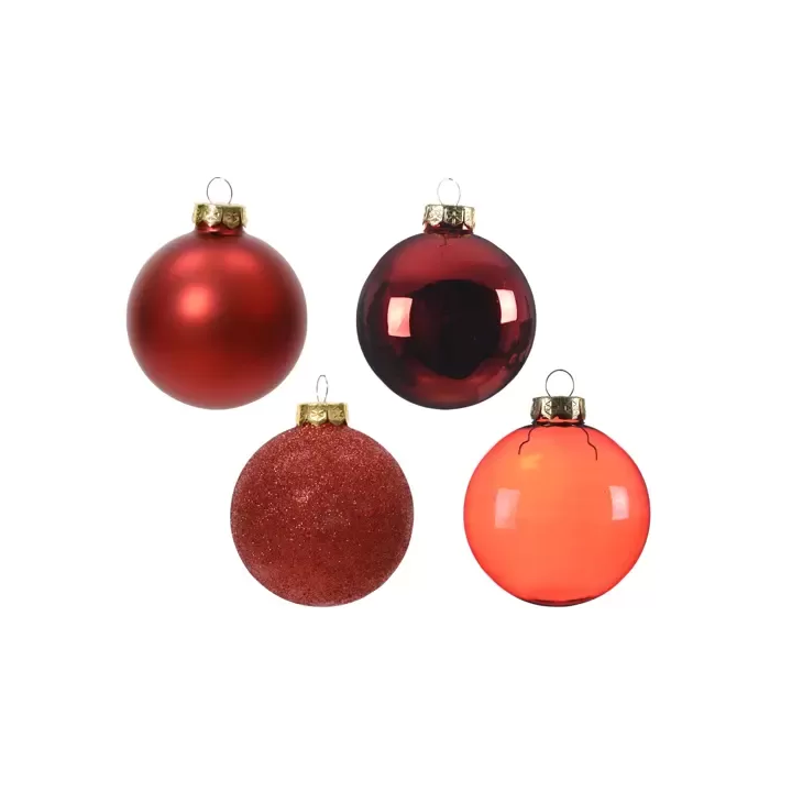 Kaemingk Set di 42 palline di Natale in vetro rosse Ø 7 cm