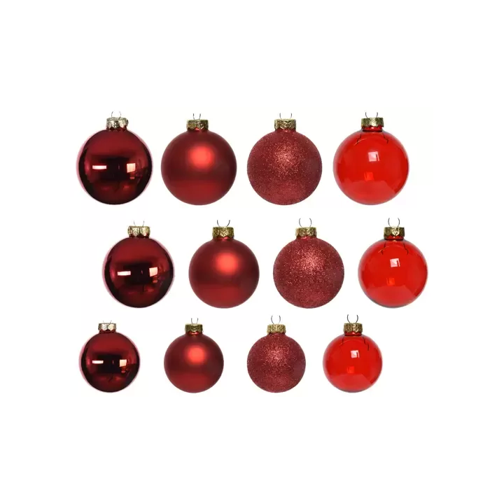 Kaemingk Set di 42 palline di Natale in vetro rosse Ø 7 cm