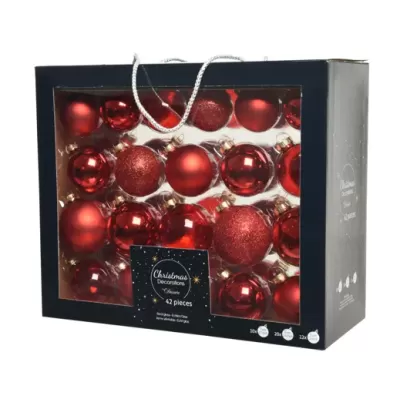 Set 42 Palline in Vetro Rosso Kaemingk – Natale Elegante...