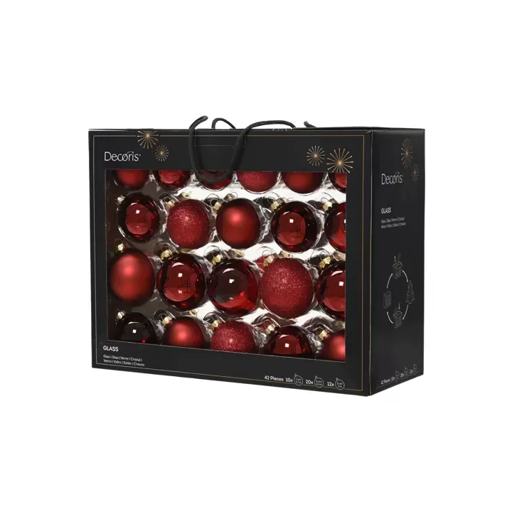 Kaemingk Set di 42 palline in vetro sangue di bue Ø 7 cm