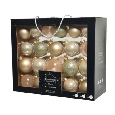 Set 42 Palline Natale in Vetro Perla Kaemingk – Ø 7 cm...