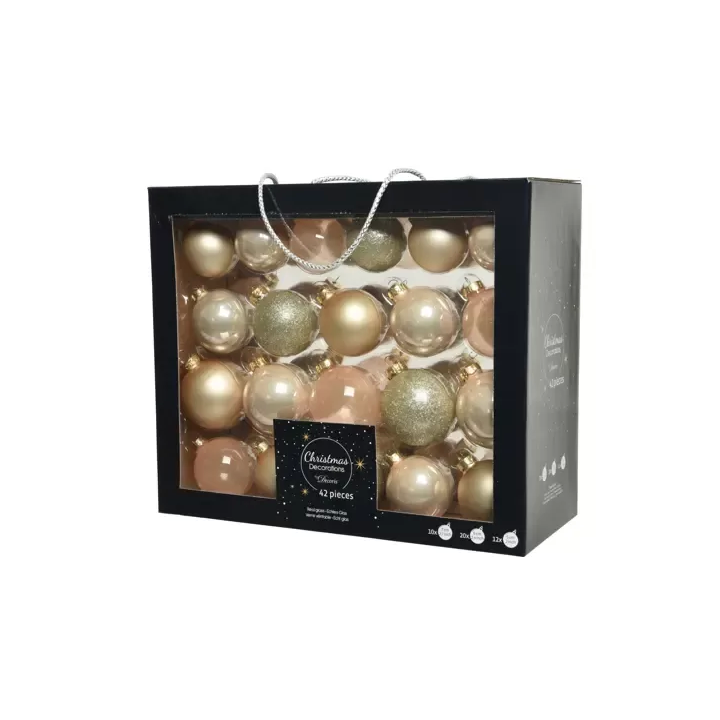Kaemingk Set di 42 palline di Natale in vetro perla Ø 7 cm