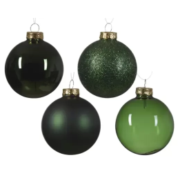 Kaemingk Set di 42 palline di Natale in vetro verdi Ø 7 cm