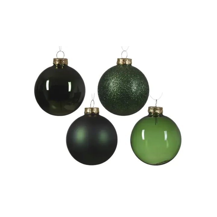 Kaemingk Set di 42 palline di Natale in vetro verdi Ø 7 cm
