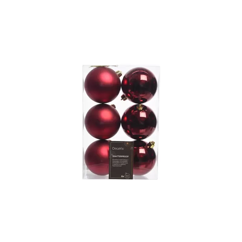 Set 6 Palline Natale Sangue di Bue Ø 8 cm – Kaemingk Decorazioni