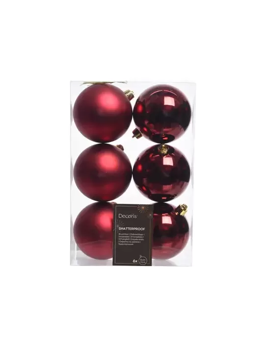Set 6 Palline Natale Sangue di Bue Ø 8 cm – Kaemingk Decorazioni