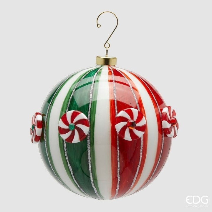 EDG Pallina di Natale Candy verde e rossa Ø 12 cm