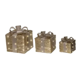 Kaemingk Set 3 gift box luminose micro LED oro
