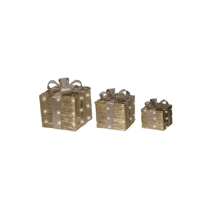 Kaemingk Set 3 gift box luminose micro LED oro