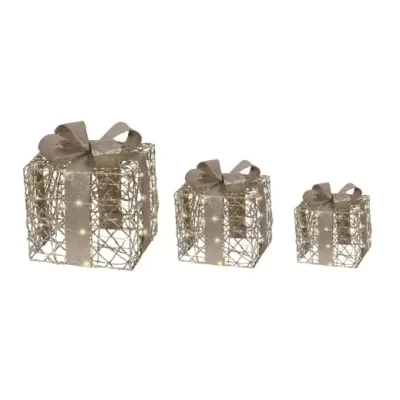 Gift Box Micro LED Oro Kaemingk – Set 3 Scatole con...