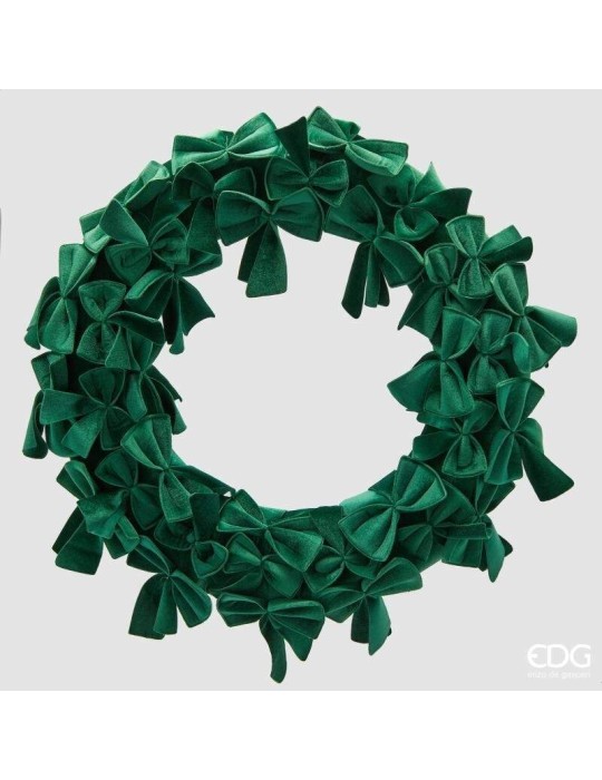 Corona di Fiocchi in Velluto Verde Ø75 cm – Decorazione Natalizia Raffinata | EDG