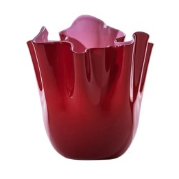 Venini Vaso Fazzoletto rosso e rosa alto 13,5 cm