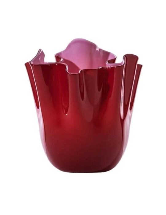 Vaso Fazzoletto Venini Rosso e Rosa – Vetro di Murano Soffiato Made in Italy