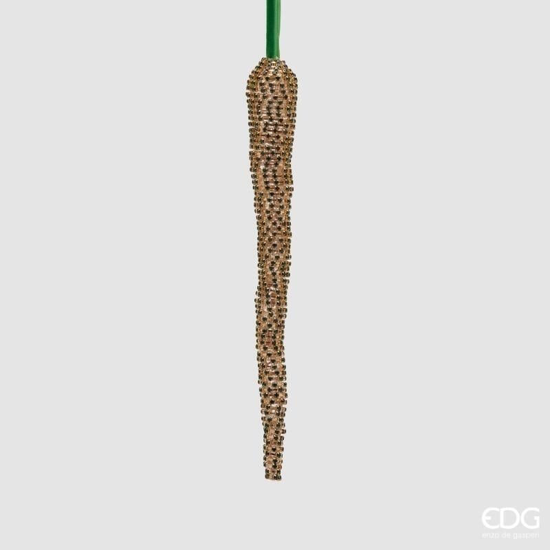 Enzo De Gasperi Addobbo Ghiacciolo Natalizio H23 cm – Verde e Oro