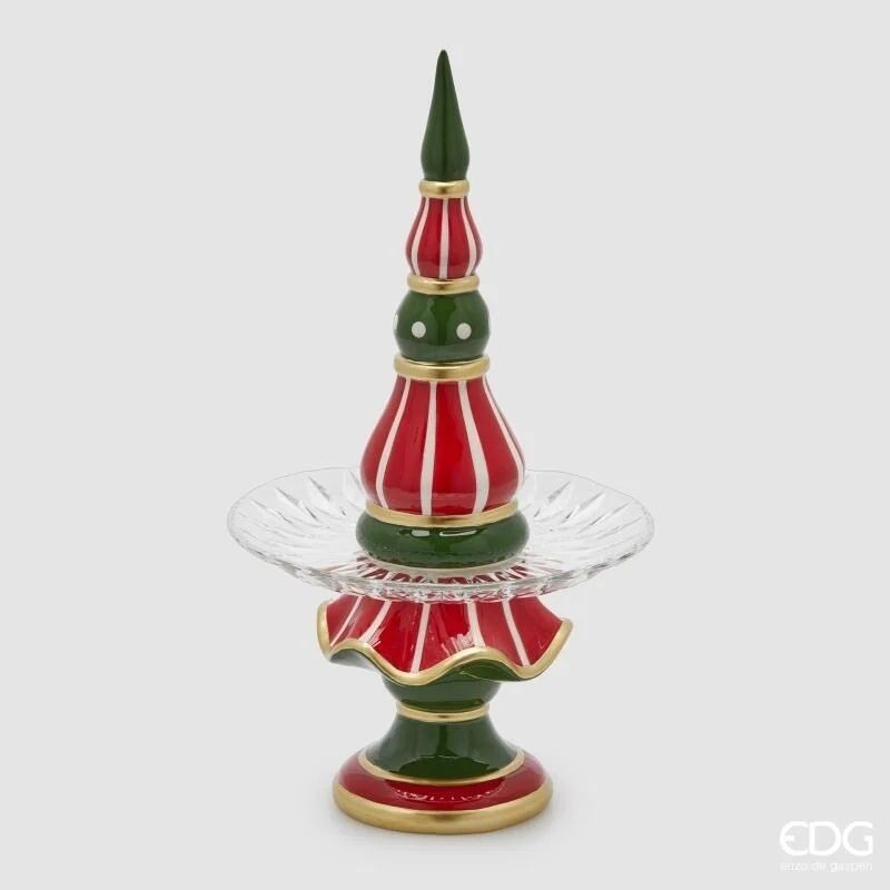 Alzata Natalizia TOPIARY di EDG – Rosso e Verde | Ø 24,5cm H 44cm