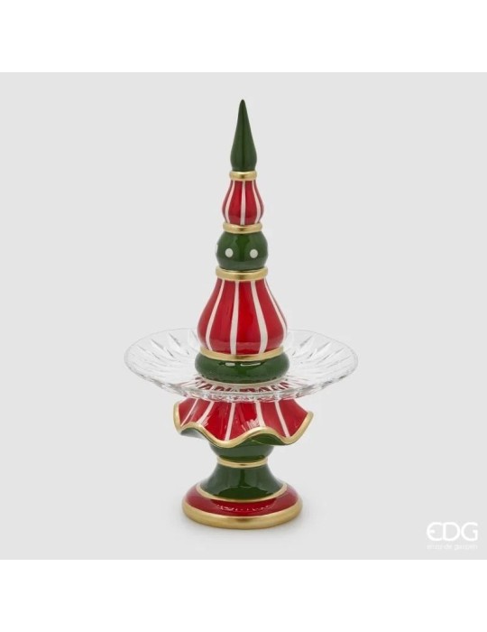 Alzata Natalizia TOPIARY di EDG – Rosso e Verde | Ø 24,5cm H 44cm