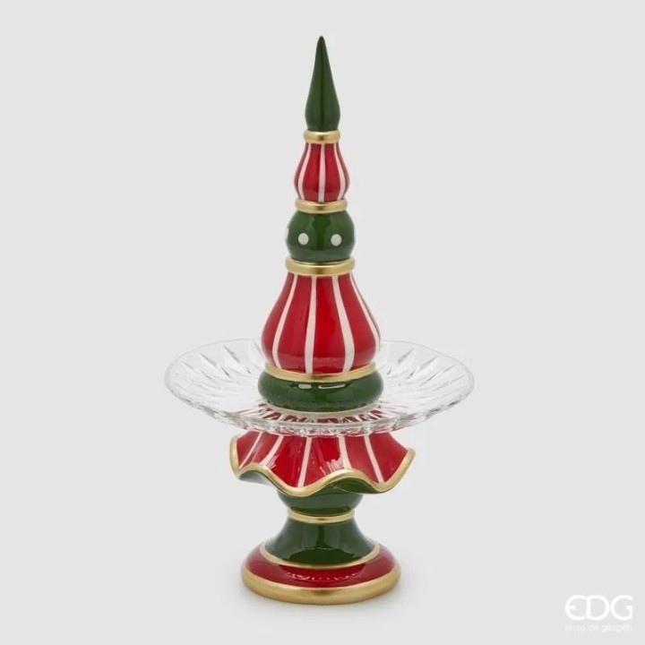 EDG Enzo De Gasperi Alzata Topiary rossa e verde alta 44 cm