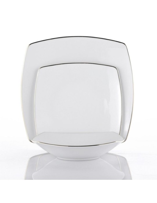 Servizio Tavola 40 Pezzi "Square Platinum Line" in Porcellana – Weissestal