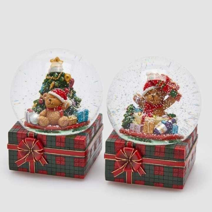 EDG Sfera d'acqua orsetto e albero su pacco regalo 20 cm
