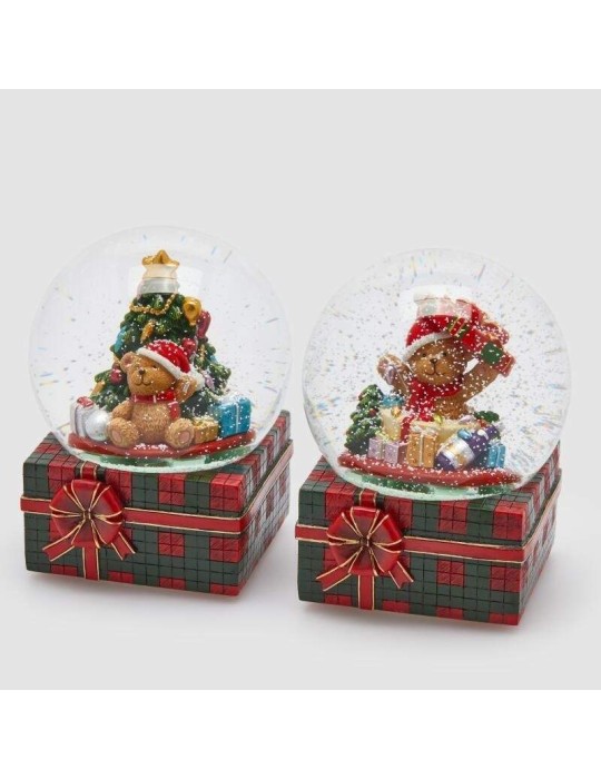 Sfera d’Acqua con Orso e Pacchi Regalo su Pacco – EDG Natale 20 cm