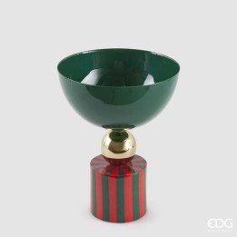 EDG Vaso a coppa a righe rosse e verdi alto 26 cm