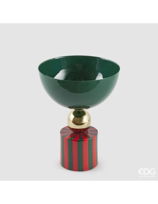 Vaso Coppa a Righe Rosso e Verde 26 cm – EDG Home Decor Natalizio