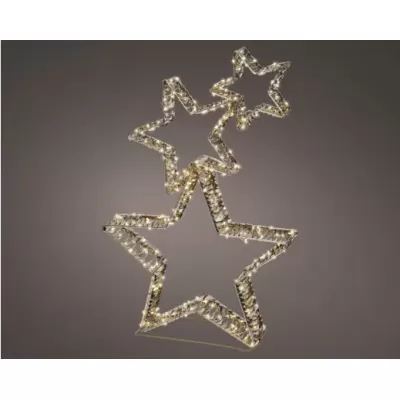 Tris di Stelle Luminose con Micro LED – Kaemingk, Oro, 80cm