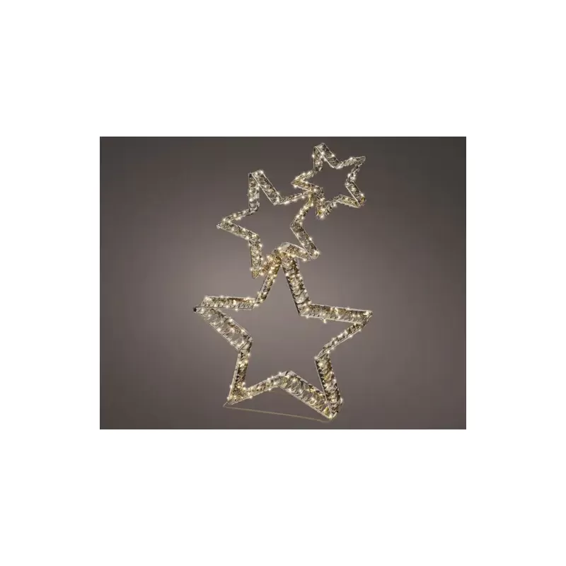 Tris di Stelle Luminose con Micro LED – Kaemingk, Oro, 80cm