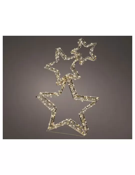 Tris di Stelle Luminose con Micro LED – Kaemingk, Oro, 80cm