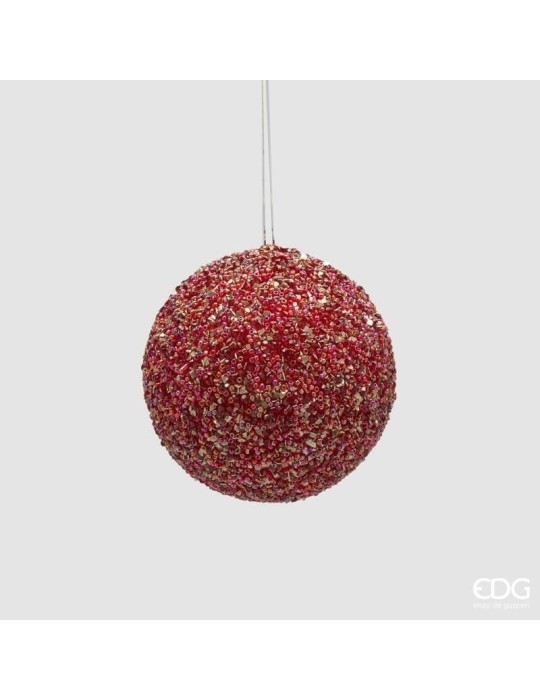Sfera "Mille e Una Perla" Rossa Ø 9cm – EDG | Eleganza Natalizia per la Tua Casa