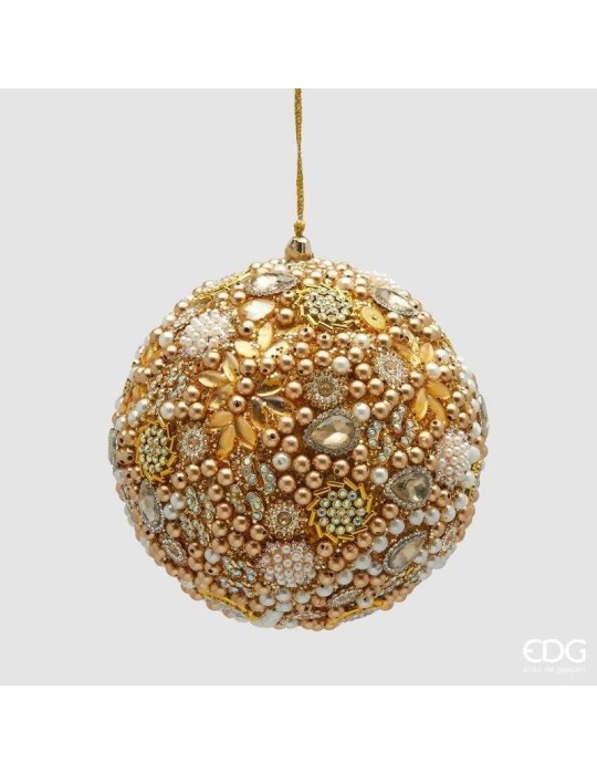Sfera "Mille e Una Perla" Oro Ø10cm – EDG Enzo De Gasperi | Eleganza Preziosa per le Feste