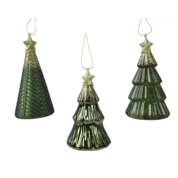 Kaemingk Alberello verde con stella glitter oro alto 12,6 cm