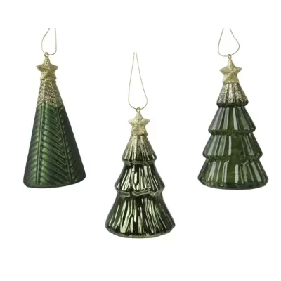Albero in Vetro Verde con Stella Glitter Oro – Kaemingk...