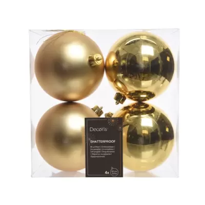 Set 4 Palline Natalizie Oro Ø10cm – Mix Lucide & Opache |...