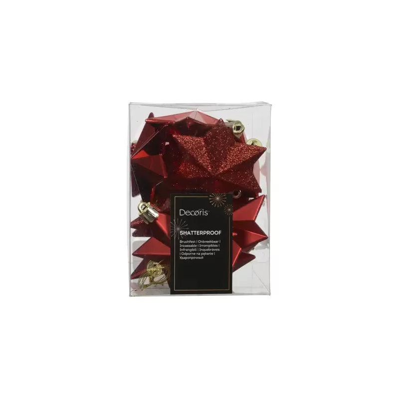 Set 12 Stelle Appendino Rosse – Mix Glitter, Lucide e Matte | Kaemingk Decorazioni Natalizie Eleganti