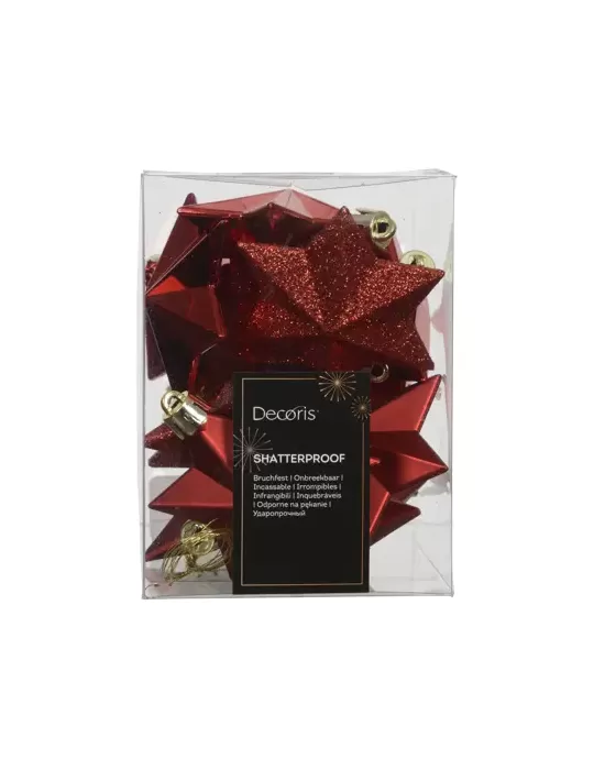 Set 12 Stelle Appendino Rosse – Mix Glitter, Lucide e Matte | Kaemingk Decorazioni Natalizie Eleganti