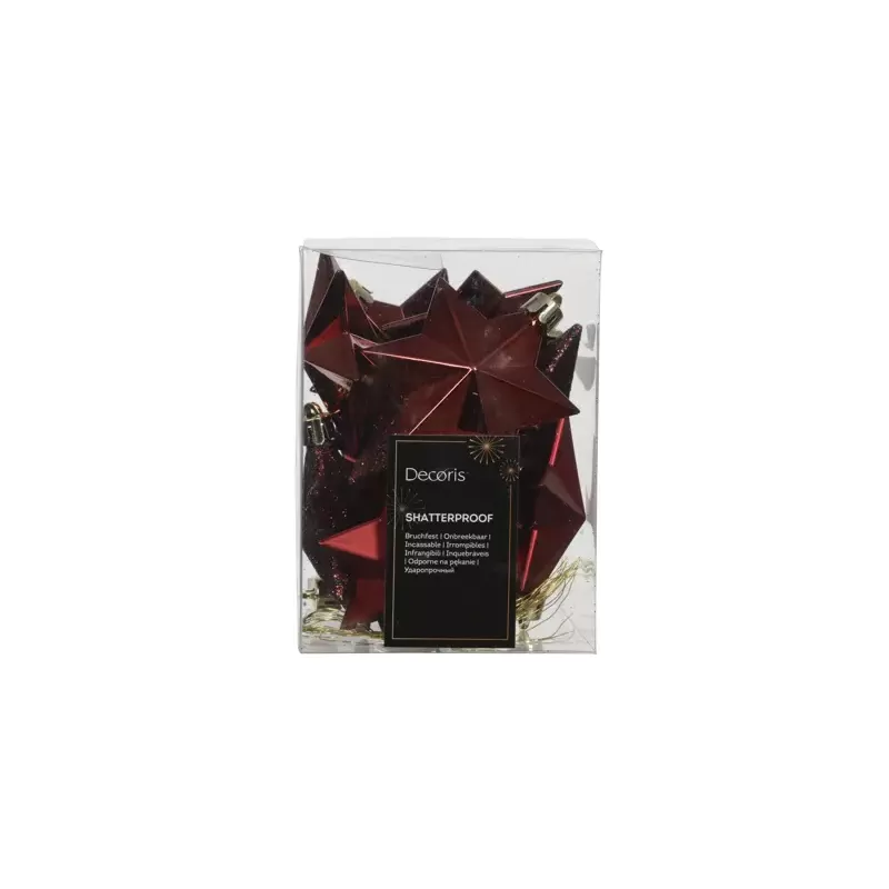 Set 12 Stelle Appendino Sangue di Bue – Kaemingk | Finiture Glitter, Lucide e Matte per un Natale Ricercato