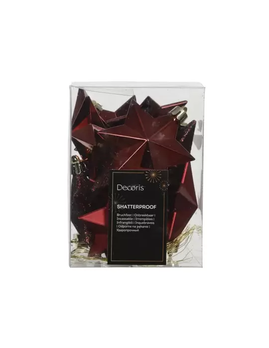 Set 12 Stelle Appendino Sangue di Bue – Kaemingk | Finiture Glitter, Lucide e Matte per un Natale Ricercato