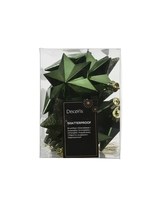 Set 12 Stelle Appendino Verde – Kaemingk | Finiture Glitter, Lucide e Matte per un Natale Elegante